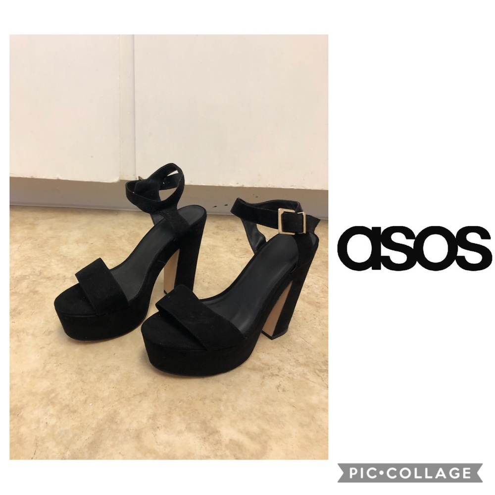 ASOS Platform Sandal Heel Size 11 Black